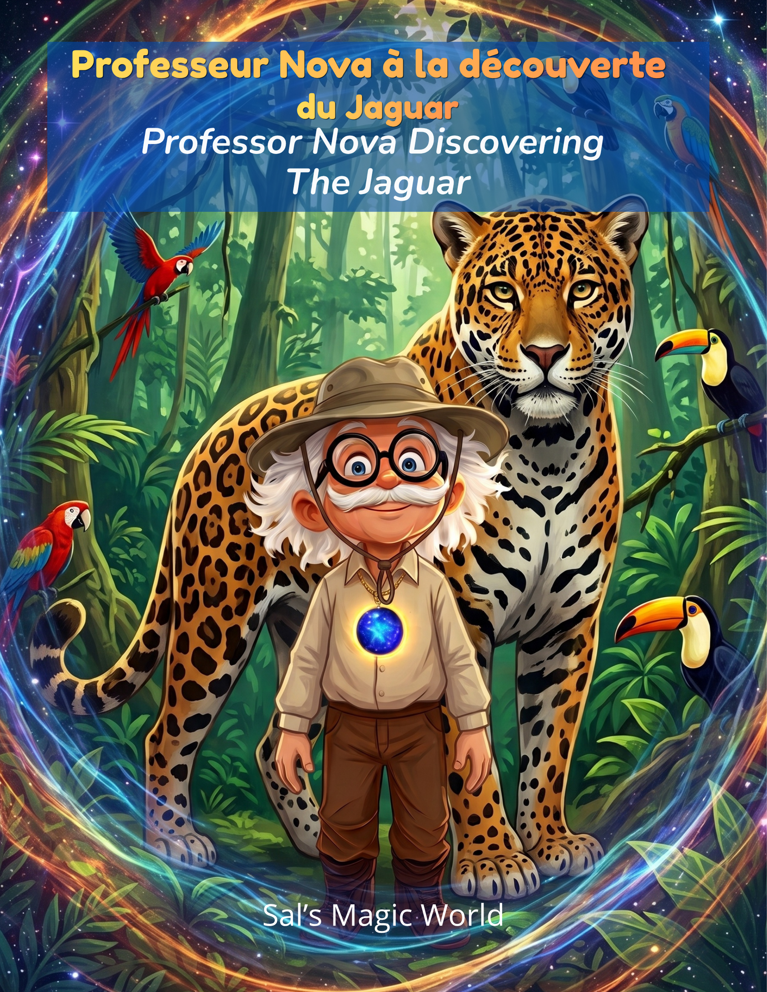 Couverture — Professeur Nova à la découverte du Jaguar - Professor Nova Discovers The Jaguar
